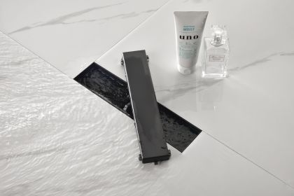 12 Inches Linear Shower Drain with Removable Cover, 304 Stainless Shower Drain Included Hair Strainer and Leveling Feet