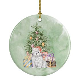 West Highland White Terrier Puppy Christmas Presents and Tree Ceramic Ornament Christmas Tree Hanging Decorations for Home Christmas Holiday, Par