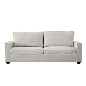 Corduroy Sofa, 87.4 inch Modern Design Sofa with Cup Holder and Storage Bags, Deep Seat Sofa Couch,Comfy Couch for Living Room,Apartment,Office,B