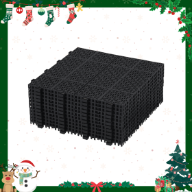 12 x 12 Inch Black Interlocking Deck Tiles Plastic Waterproof Outdoor All Weather Anti-slip Bathroom Shower Balcony Porch Strong Weight Capacity