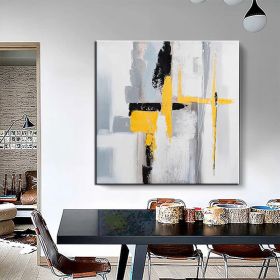Hand Painted Oil Paintings Black and white gold Modern Abstract Oil Paintings On Canvas Wall Art Decorative Picture Living Room Hallway Bedroom L (size: 80x80cm, Style: 01)