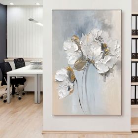 Handmade Oil Painting Fancy Wall Art Personalized Gifts Abstract White Floral Painting On canvas Large Flower Oil Painting Minimalist Modern Livi (size: 150x220cm, Style: 01)