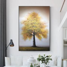 Hand Painted Oil Painting Original Tree Painting on Canvas Large Abstract Gold Big Tower Tree Landscape Acrylic Oil Painting Modern Living Room W (size: 60X90cm, Style: 01)