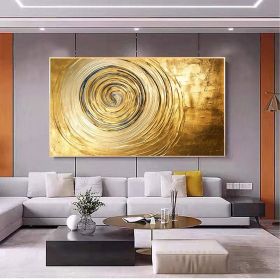 Hand Painted Oil Painting Original Gold Texture Oil Painting on Canvas Large Wall Art Abstract Minimalist Painting Golden Decor Custom Painting L (size: 70x140cm, Style: 01)