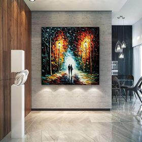 Hand Painted Oil Painting Original Romantic Cityscape Oil Painting On Canvas Large Wall Art Abstract Colorful Forest Painting Custom Tree Paintin (size: 100x100cm, Style: 01)