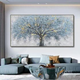 Hand Painted Oil Painting Oil Painting on Canvas Tree Blue Abstract Trees Landscape Modern Oil Painting Original Hand Painted Painting Modern Art (size: 70x140cm, Style: 01)