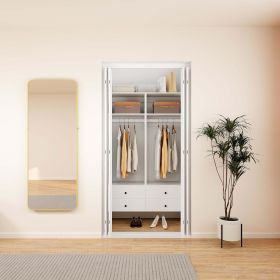 Livelylodge Modular Closet Organizer System: Modern White Open Wardrobe Closet for Bedroom Walk In Closet with 2 Drawers & 6 Shelves & 1 Hanging (Color: YG-A2A2)